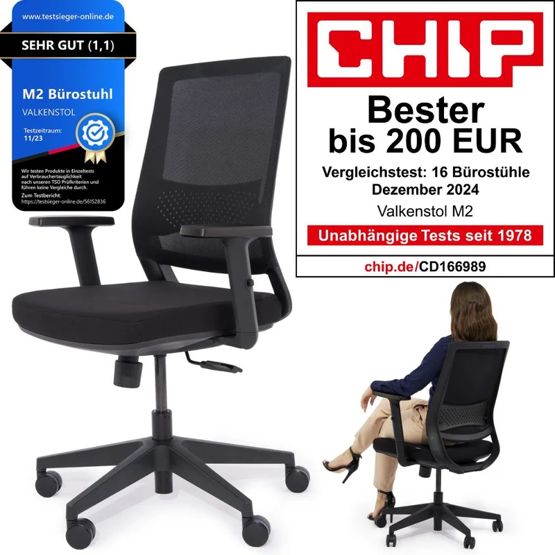 VALKENSTOL M2 - Bürostuhl Ergonomisch Testsieger bis 200 €