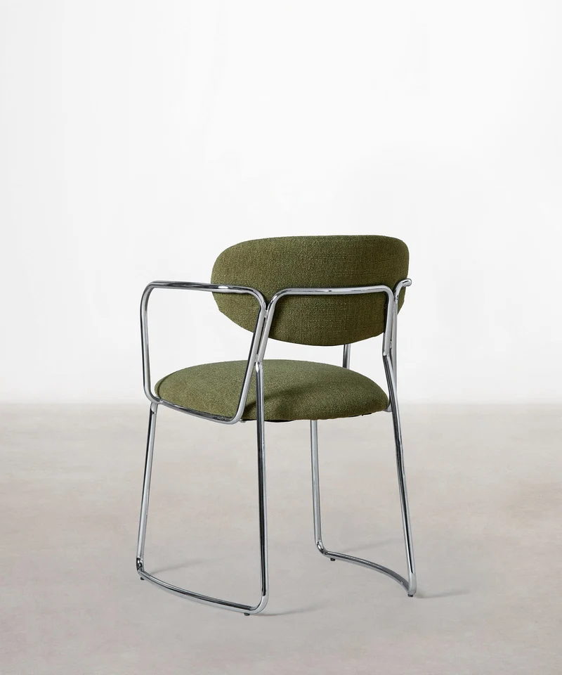 Silla de Comedor de Tela y Metal con Reposabrazos Moritz Arms