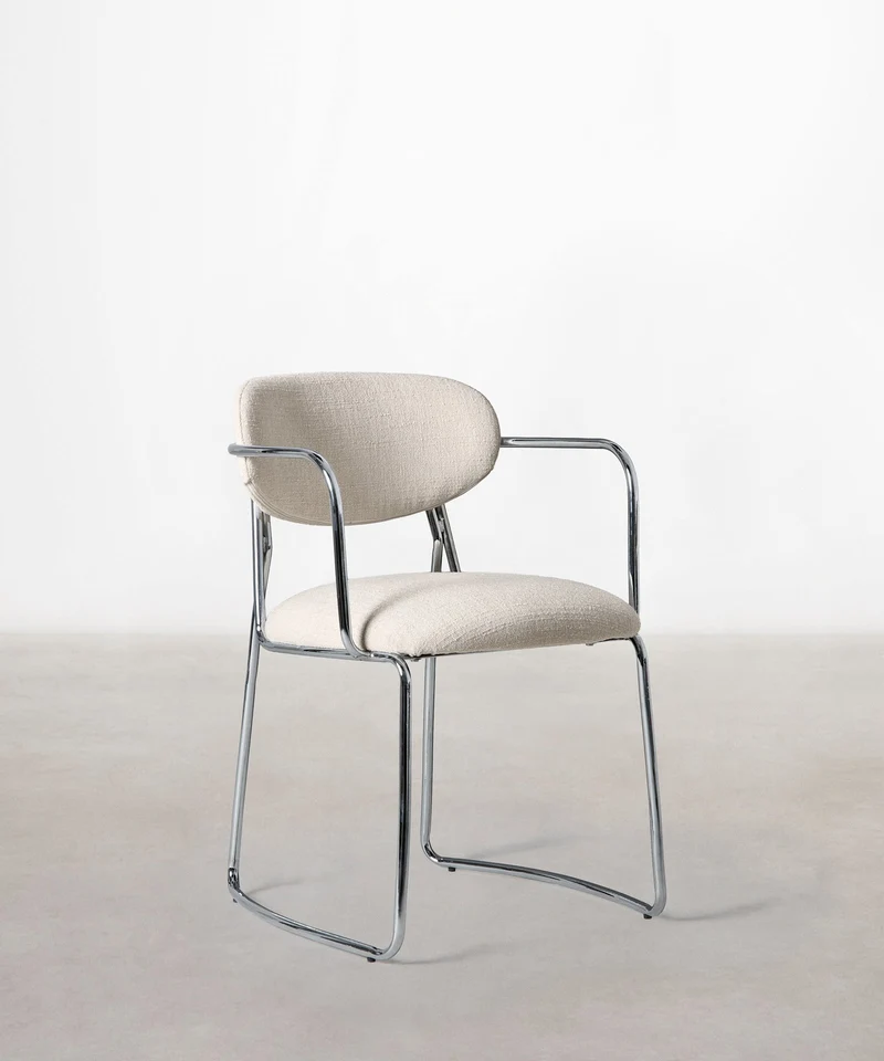 Silla de Comedor de Tela y Metal con Reposabrazos Moritz Arms