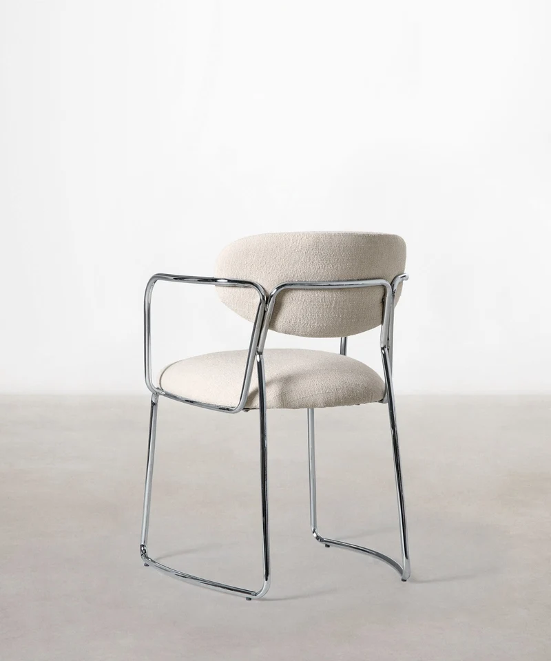 Silla de Comedor de Tela y Metal con Reposabrazos Moritz Arms
