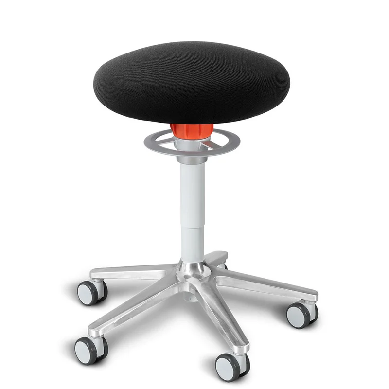 KÖHL ONGO Roll | Stoff | Weiss Alu | ergonomischer Sitzhocker | Arbeitshocker
