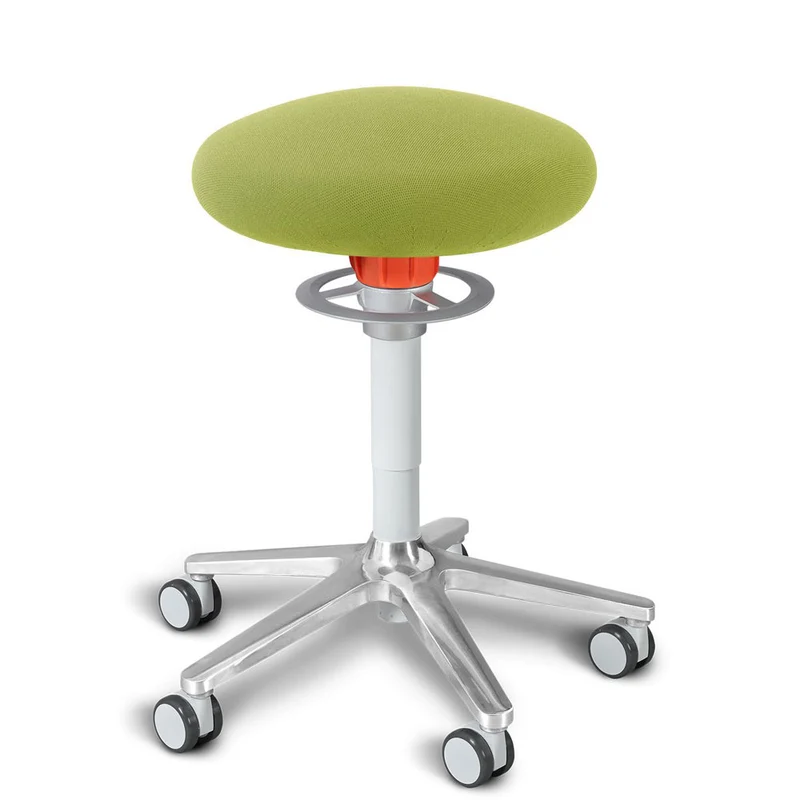 KÖHL ONGO Roll | Stoff | Weiss Alu | ergonomischer Sitzhocker | Arbeitshocker