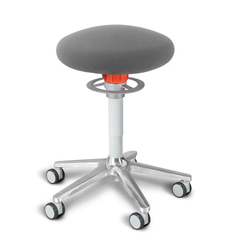 KÖHL ONGO Roll | Stoff | Weiss Alu | ergonomischer Sitzhocker | Arbeitshocker