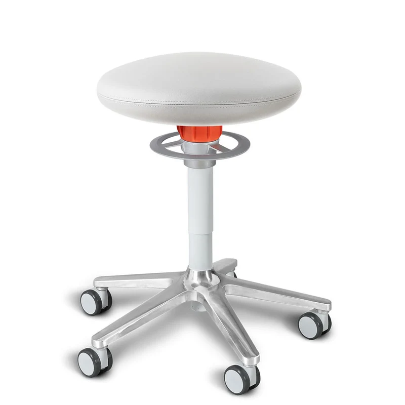 KÖHL ONGO Roll | Kunstleder | Weiß Alu | ergonomischer Sitzhocker | Arbeitshocker