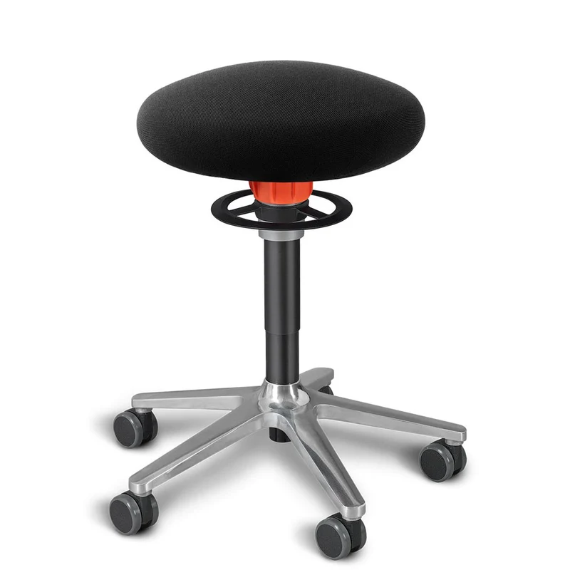 KÖHL ONGO Roll | Stoff | Schwarz Alu | ergonomischer Sitzhocker | Arbeitshocker
