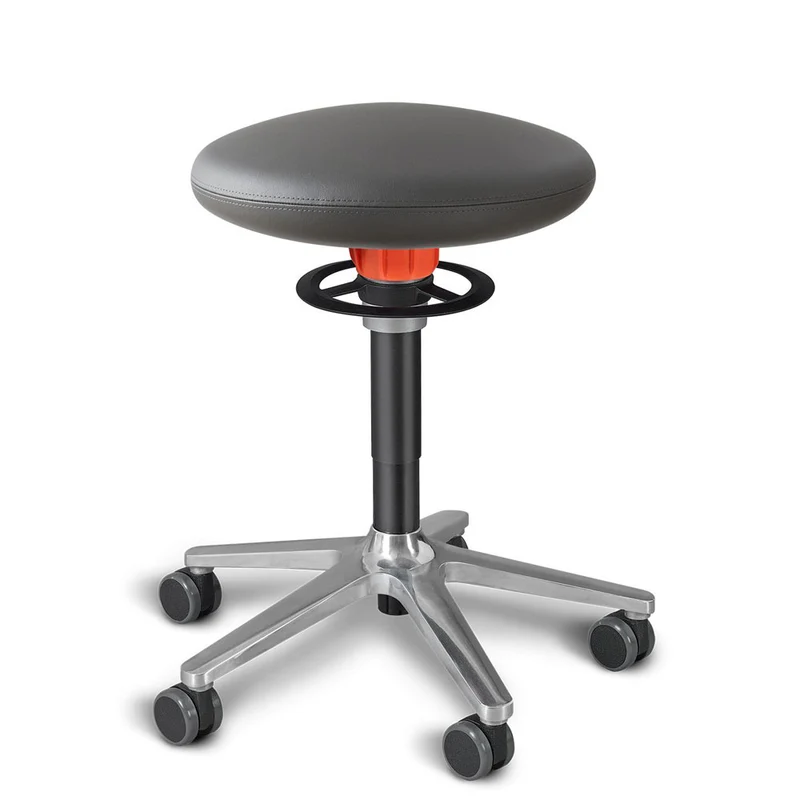 KÖHL ONGO Roll | Kunstleder | Schwarz Alu | ergonomischer Sitzhocker | Arbeitshocker