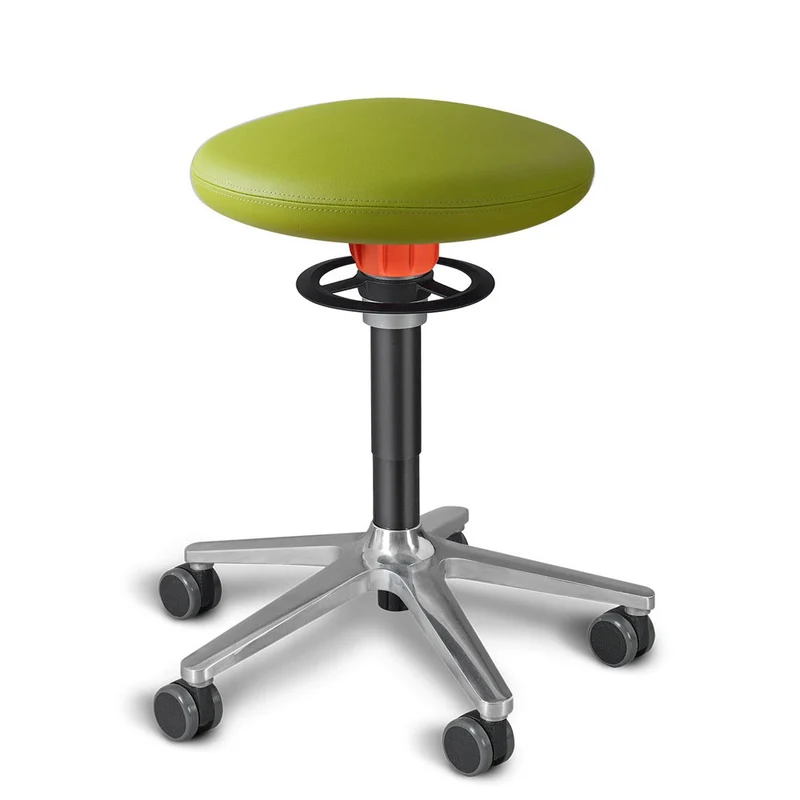 KÖHL ONGO Roll | Kunstleder | Schwarz Alu | ergonomischer Sitzhocker | Arbeitshocker