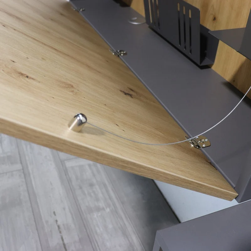 Hammerbacher Wandschreibtisch Anthrazit/Asteiche klappbar Homeoffice Schreibtisch - B120 x T26 x H65 cm