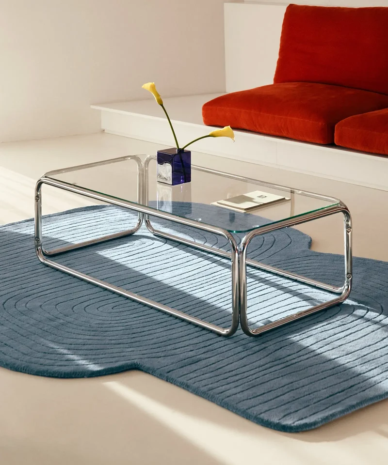 Mesa de Centro Rectangular de Metal y Cristal Templado Mai (120x60cm)