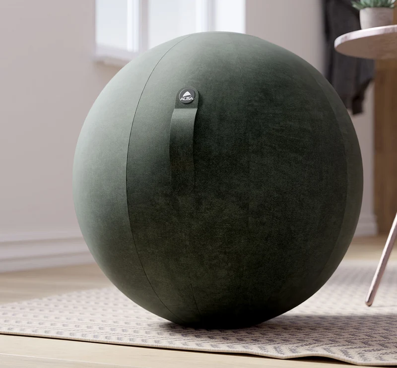 YOS Ergonomischer Sitzball Ø 65 cm | Samtstoff | Aktives Sitzen & Fitness | Sitzball