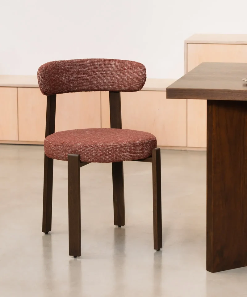 Silla de Comedor Tapizada y en Metal efecto Madera Aura