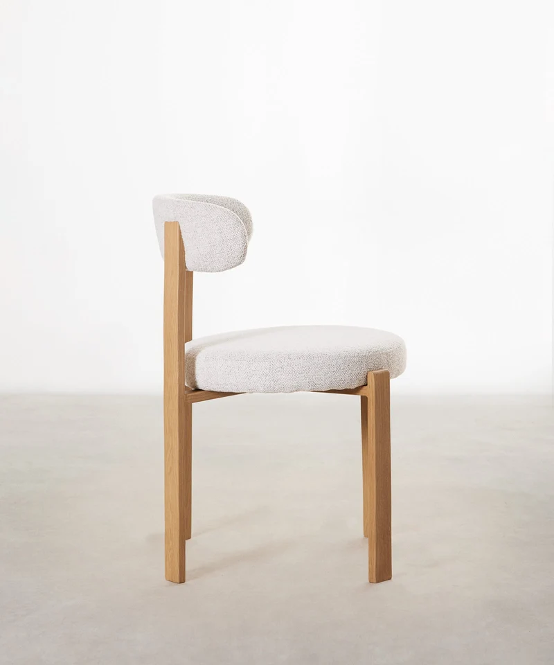 Silla de Comedor Tapizada y en Metal efecto Madera Aura