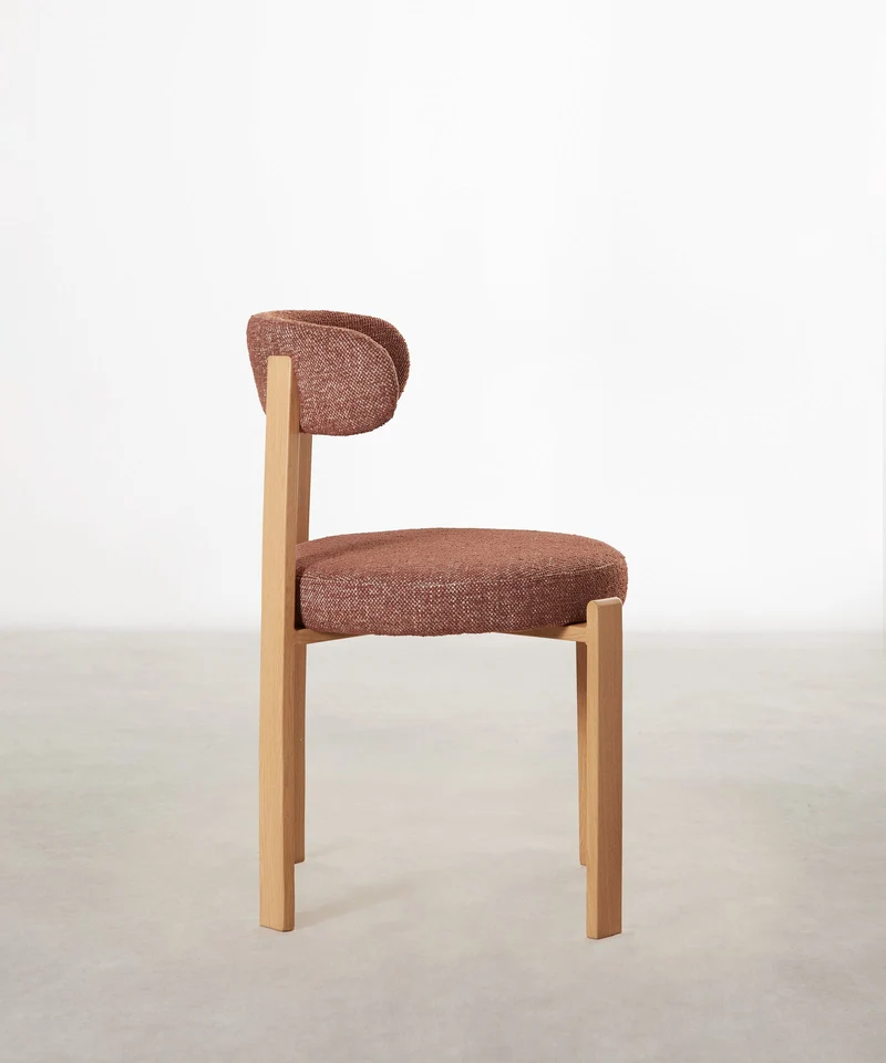 Silla de Comedor Tapizada y en Metal efecto Madera Aura