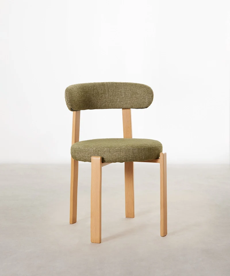 Silla de Comedor Tapizada y en Metal efecto Madera Aura