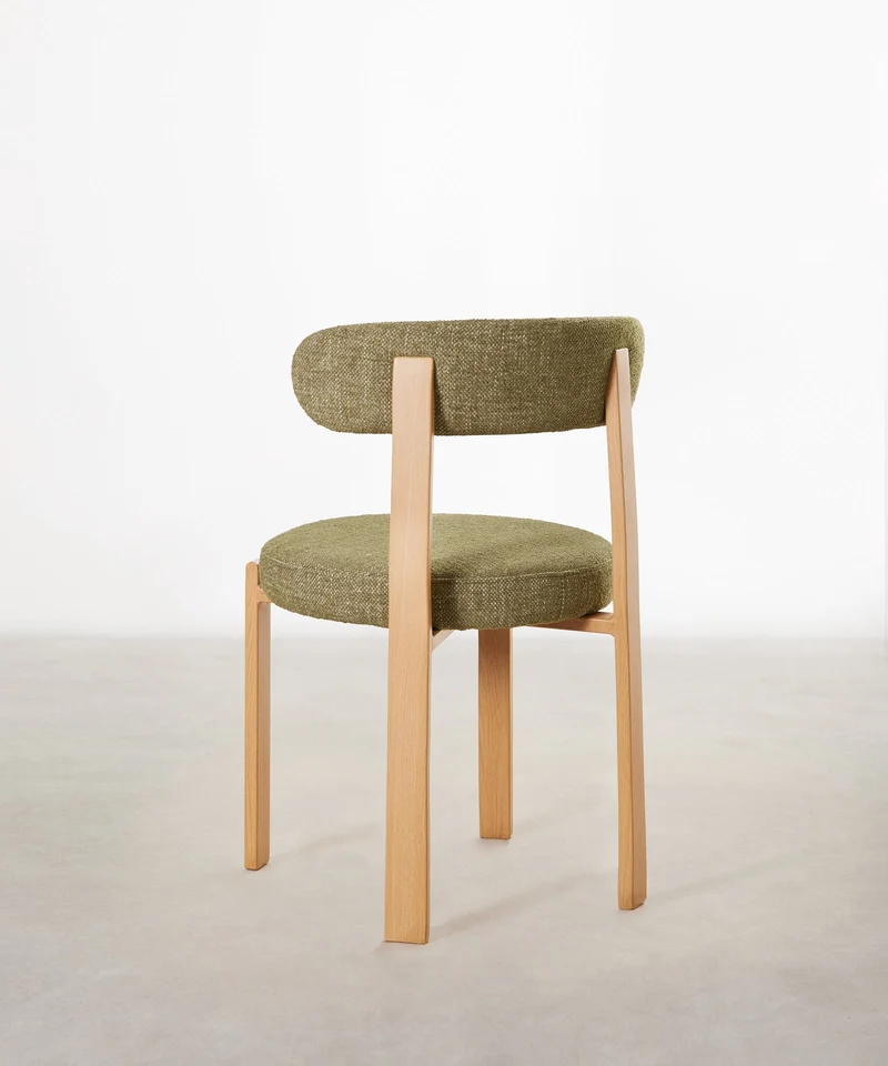 Silla de Comedor Tapizada y en Metal efecto Madera Aura