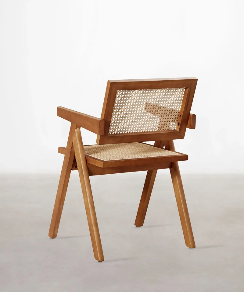 Silla de Comedor en Madera y Ratán con Reposabrazos Chiara Arms