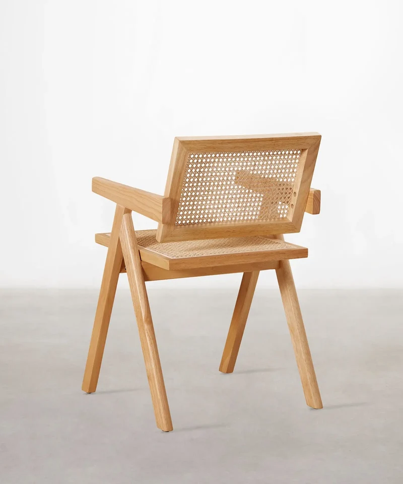 Silla de Comedor en Madera y Ratán con Reposabrazos Chiara Arms