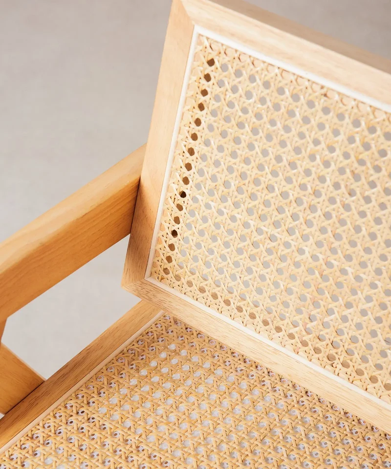 Silla de Comedor en Madera y Ratán con Reposabrazos Chiara Arms