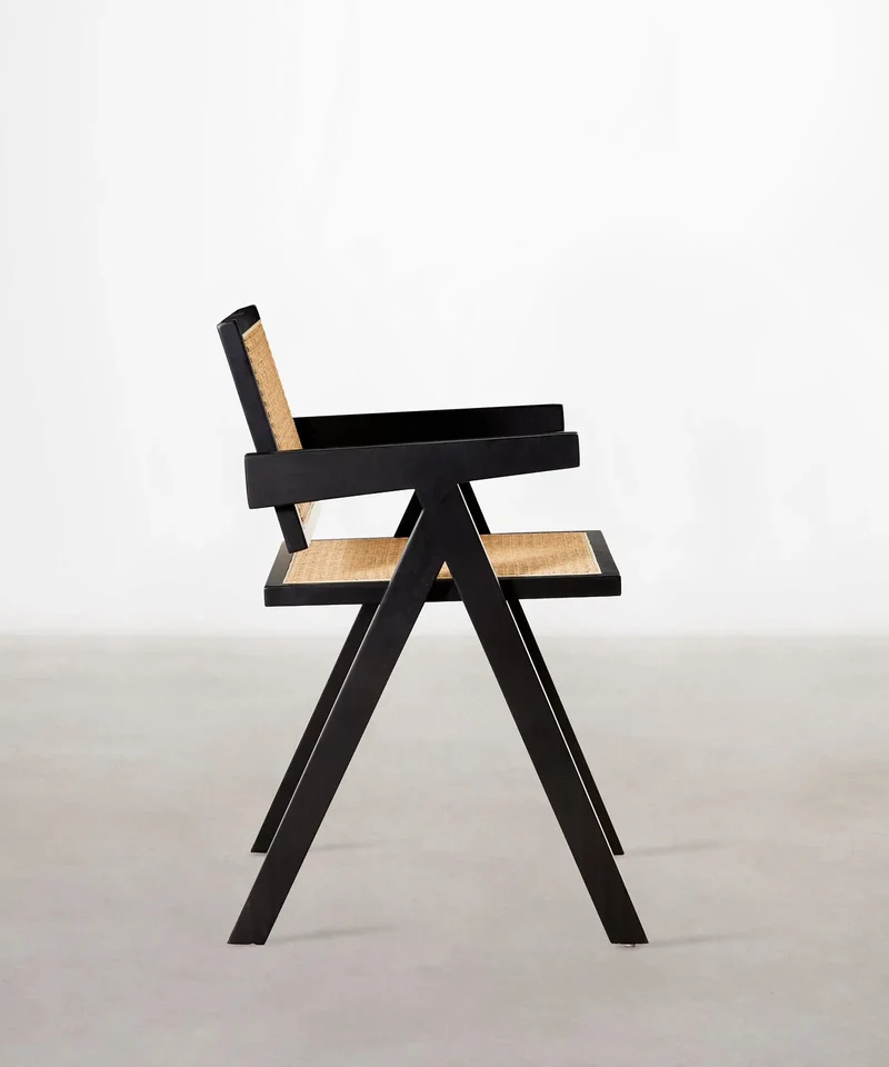 Silla de Comedor en Madera y Ratán con Reposabrazos Chiara Arms