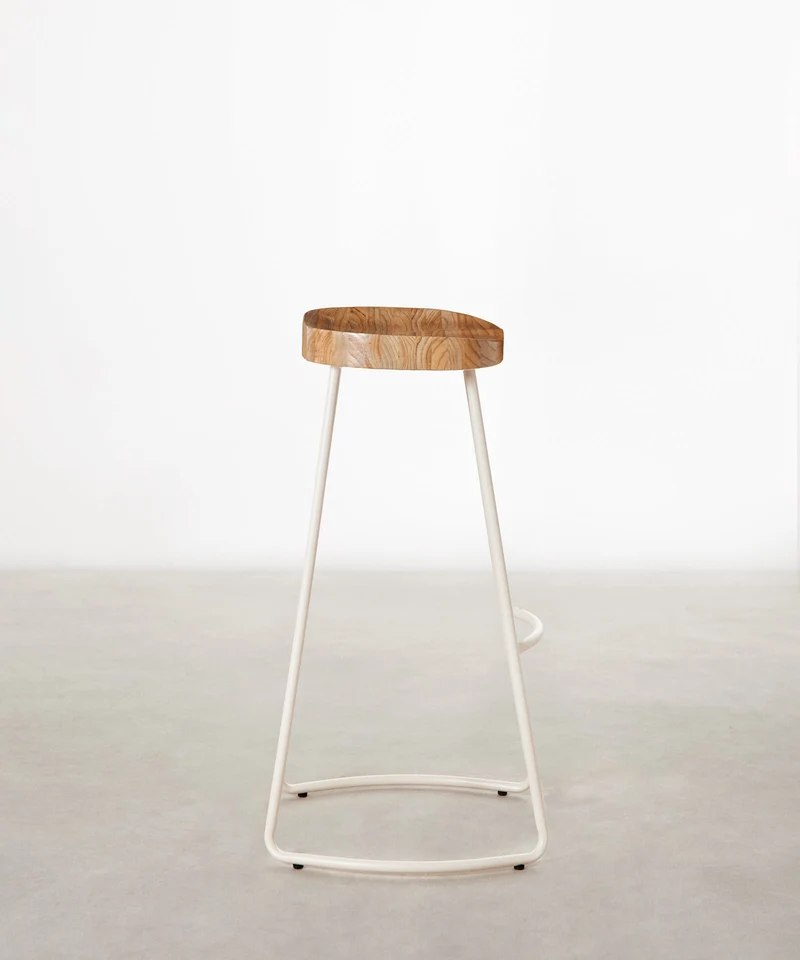 Taburete Alto en Acero y Madera Mel