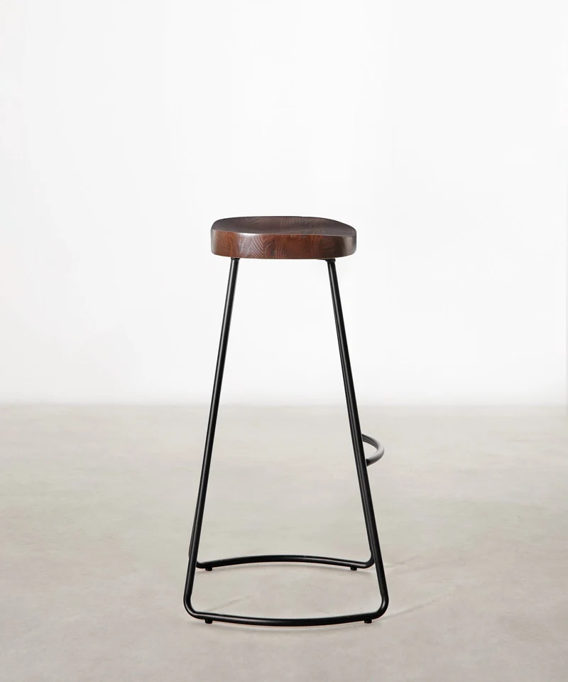 Taburete Alto en Acero y Madera Mel