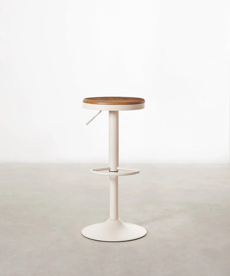 Taburete Alto Regulable en Acero y Madera Oslo