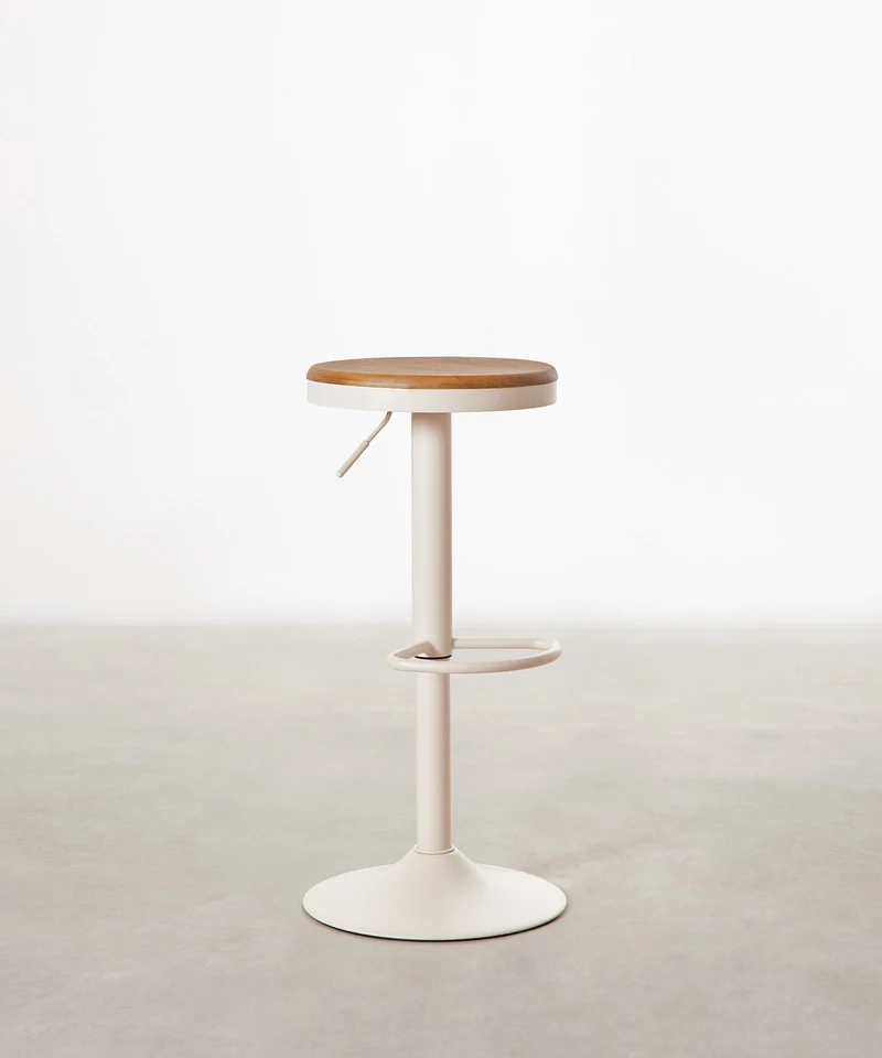 Taburete Alto Regulable en Acero y Madera Oslo