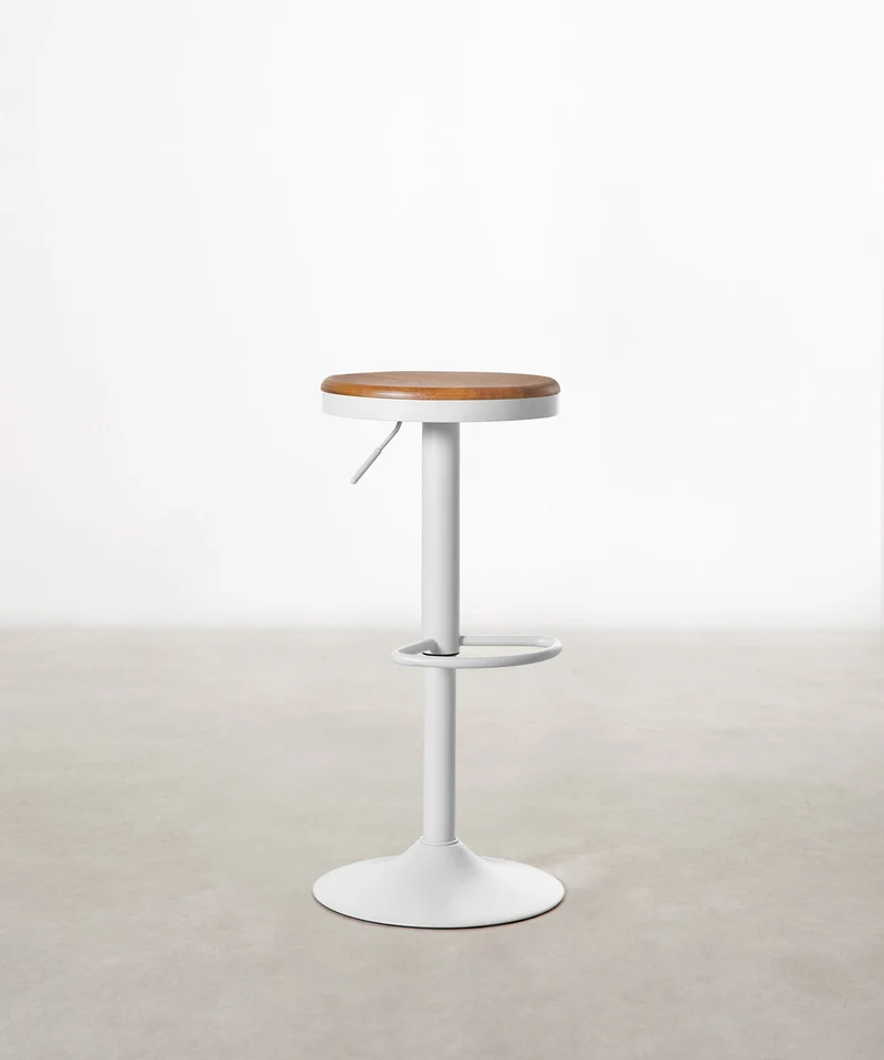 Taburete Alto Regulable en Acero y Madera Oslo