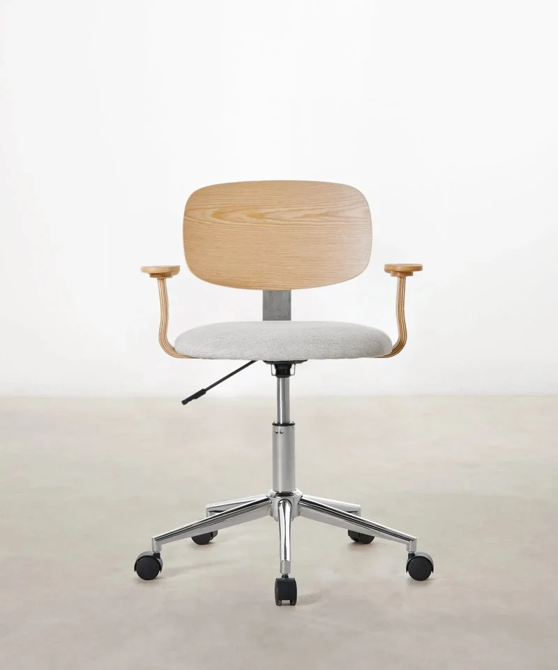Silla de Escritorio de Madera y Tapizada Ajustable Morgan