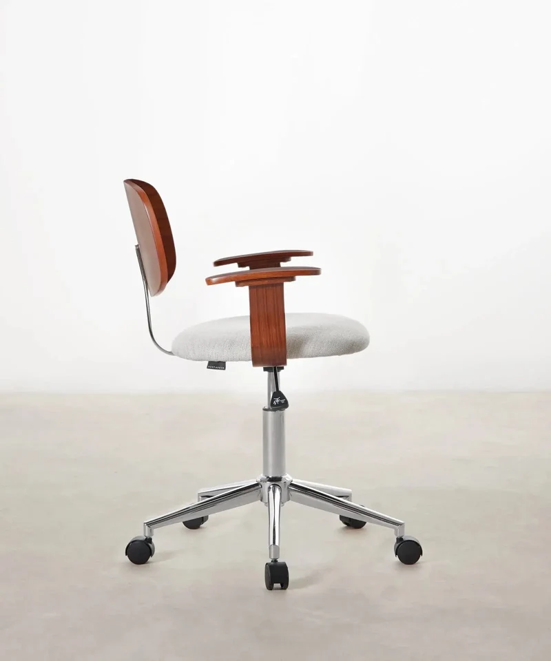 Silla de Escritorio de Madera y Tapizada Ajustable Morgan