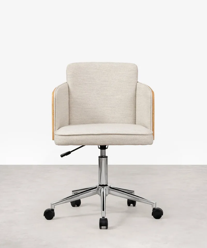 Silla de Escritorio de Madera y Tapizada Ajustable Maddie