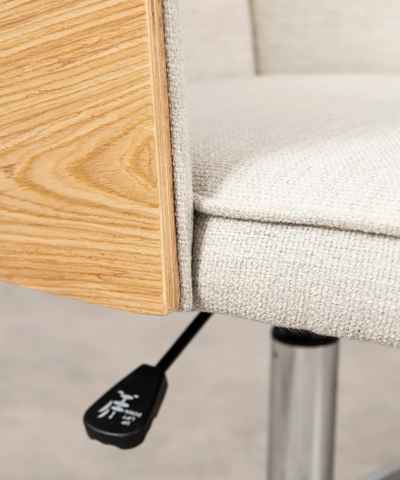 Silla de Escritorio de Madera y Tapizada Ajustable Maddie