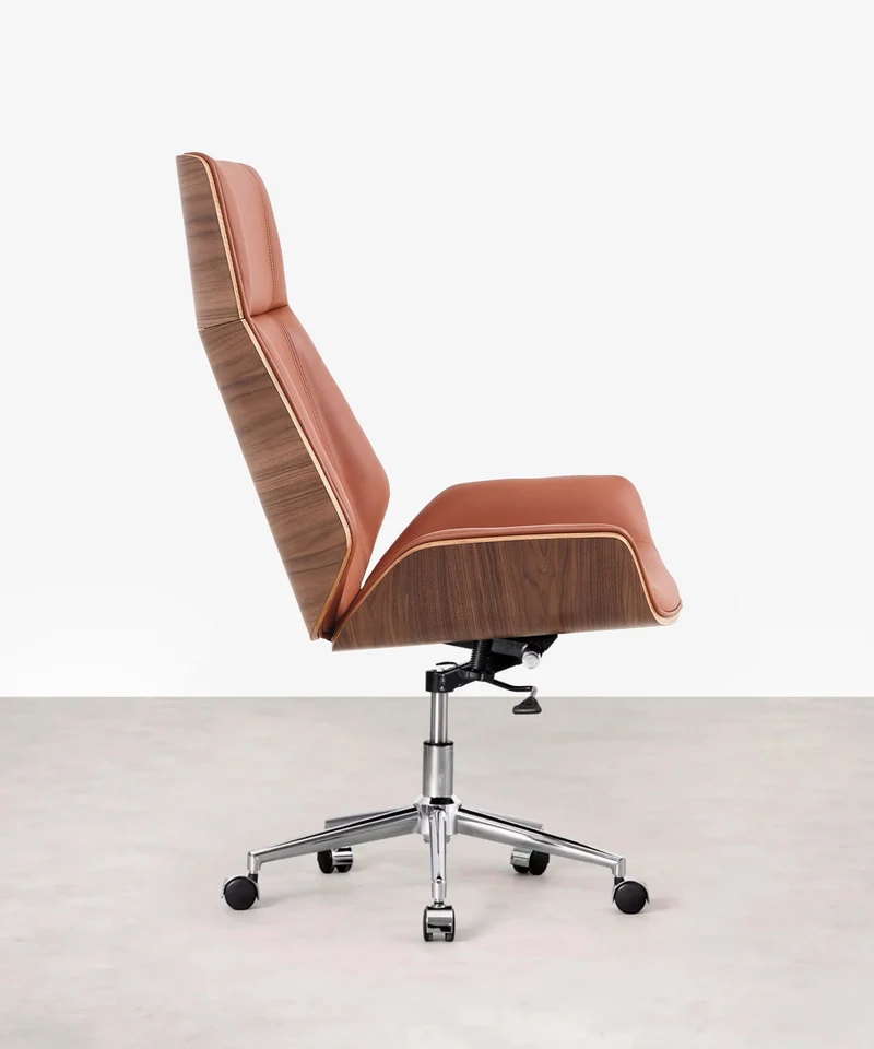 Silla de Escritorio de Piel y Madera Marvin