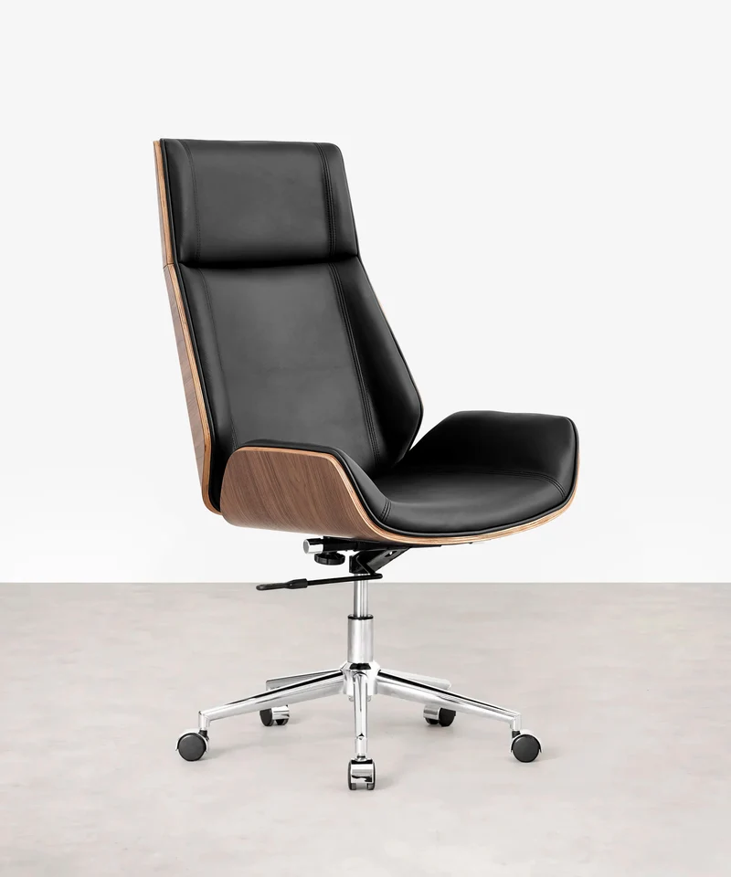 Silla de Escritorio de Piel y Madera Marvin
