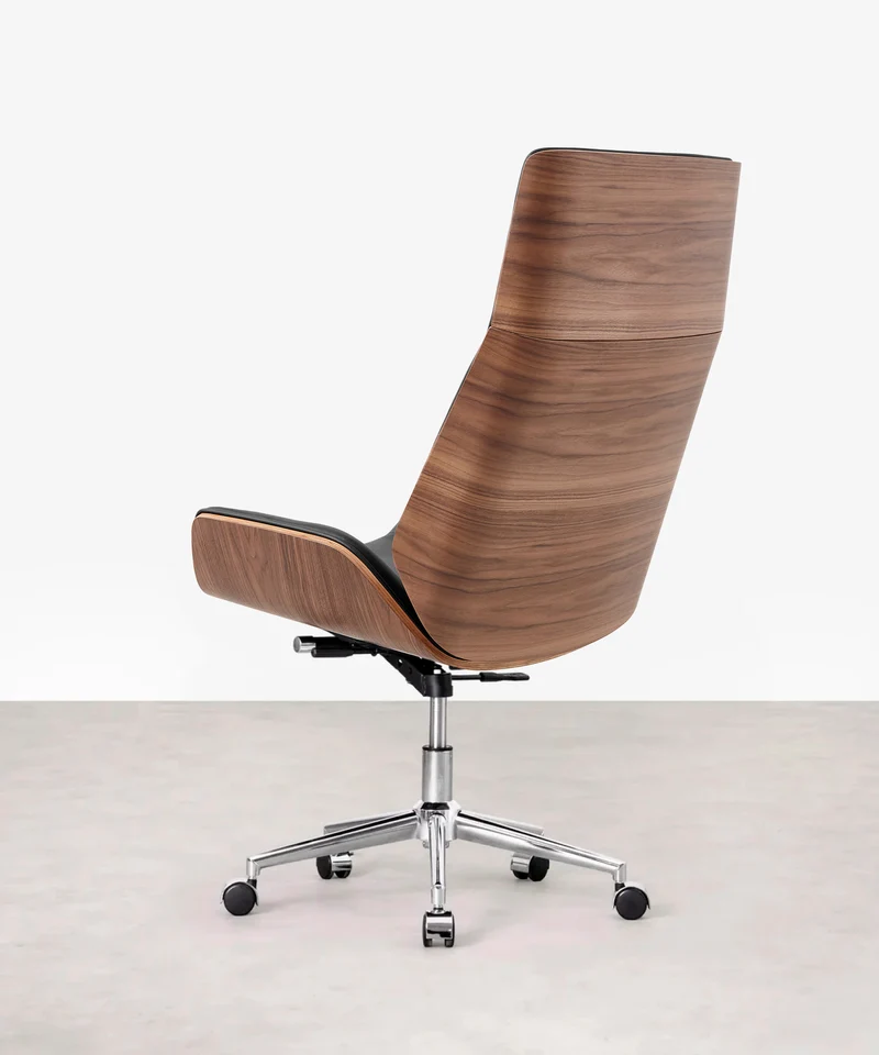 Silla de Escritorio de Piel y Madera Marvin