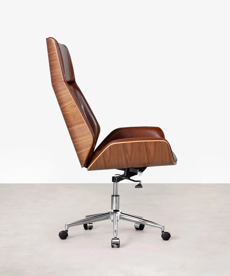Silla de Escritorio de Piel y Madera Marvin