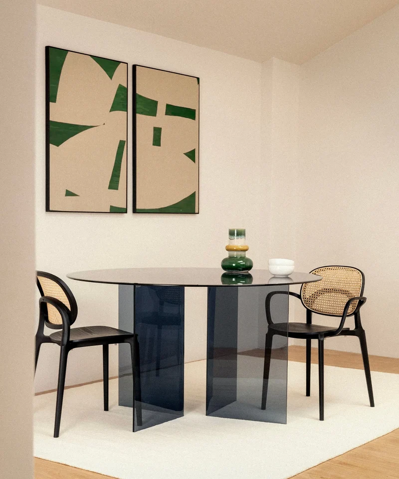 Silla de Comedor en Polipropileno Madera y Ratán Calista