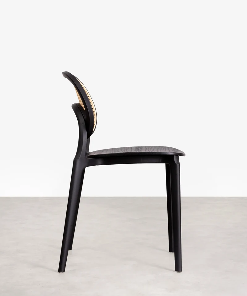 Silla de Comedor en Polipropileno Madera y Ratán Calista