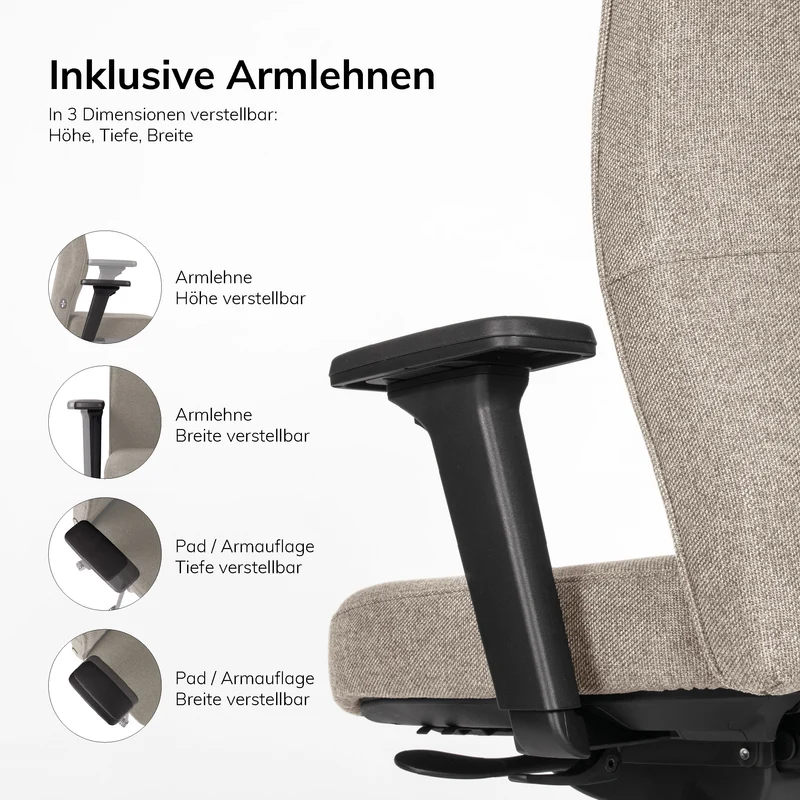 Ergonomischer Bürostuhl lento Genesis | mit Kopfstütze & Armlehnen