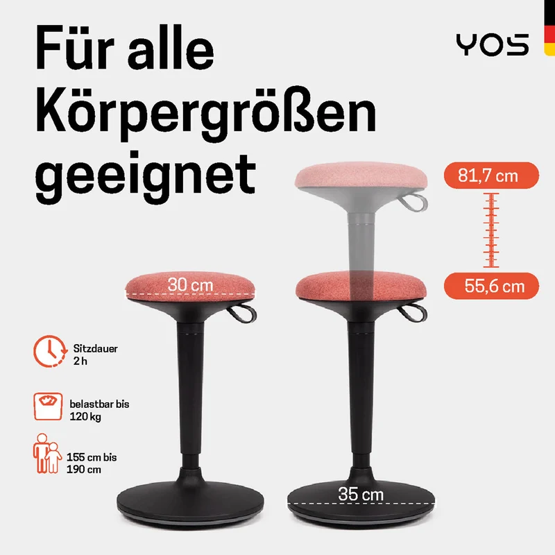 YOS S1 ergonomischer Bürohocker | Stehhocker | Pendelhocker