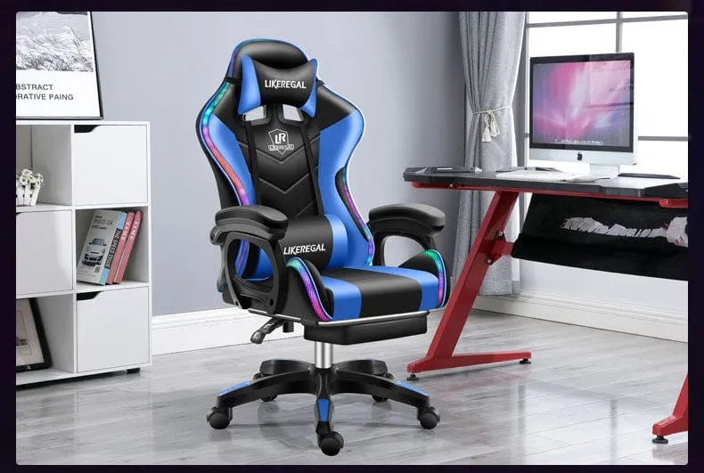 Gaming Chair with Light and Massage Lumbar support (New)