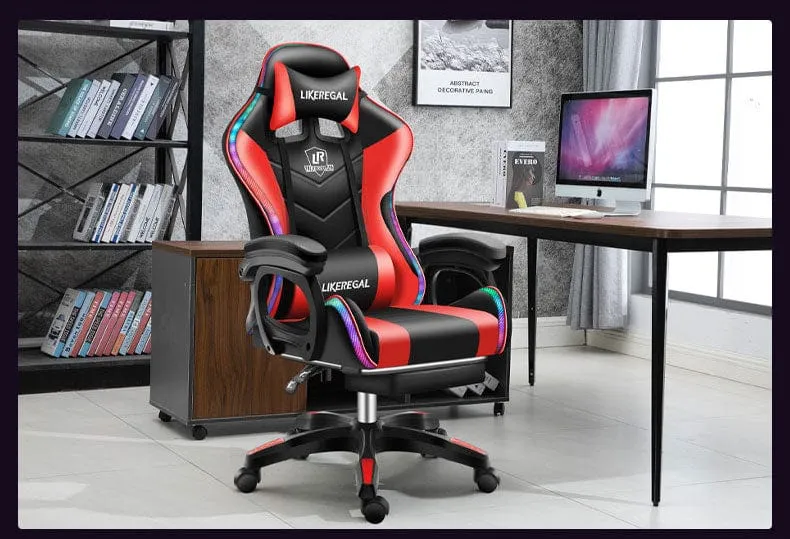 Gaming Chair with Light and Massage Lumbar support (New)