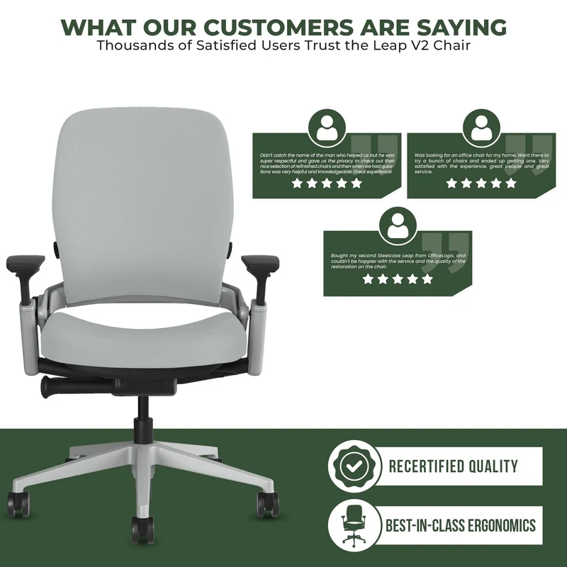 Steelcase Leap V2 Chair (Platinum Frame) Fully Renewed