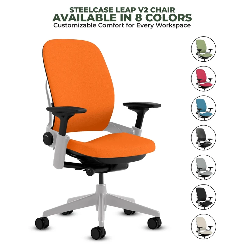 Steelcase Leap V2 Chair (Platinum Frame) Fully Renewed