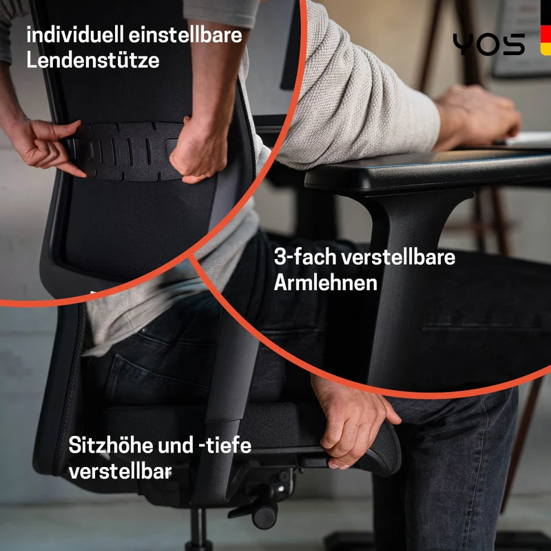 YOS S4 ergonomischer Bürostuhl | Aktiver Rücken gegen Rückenschmerzen