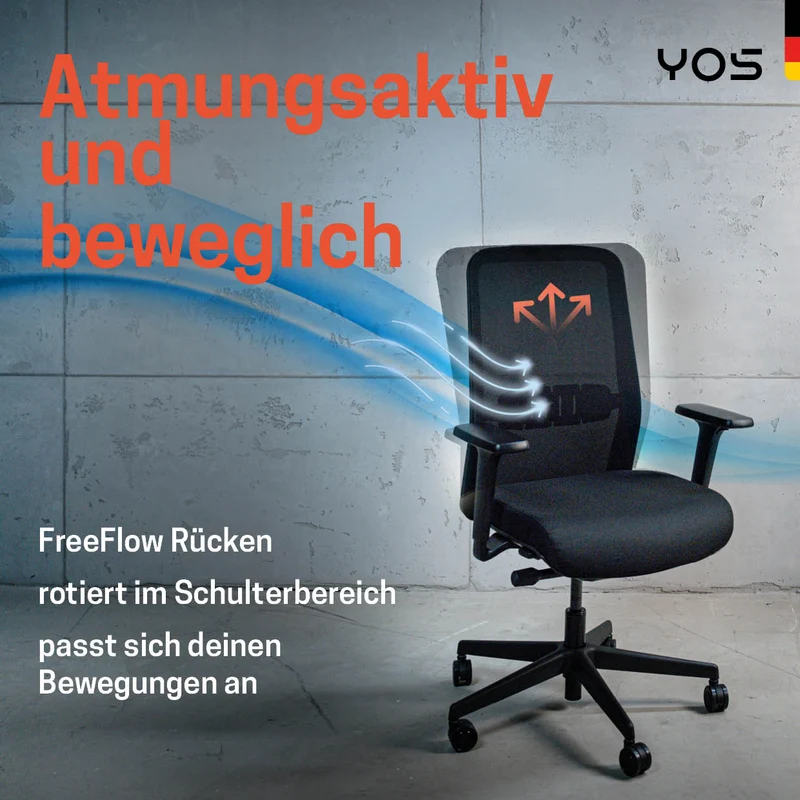 YOS S4 ergonomischer Bürostuhl | Aktiver Rücken gegen Rückenschmerzen