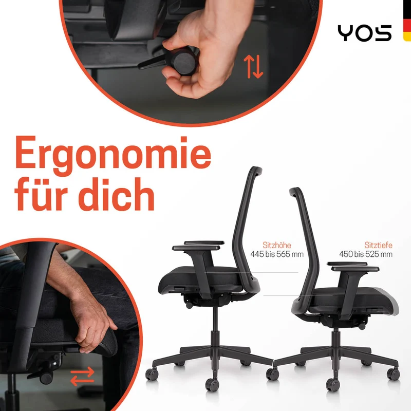 YOS S4 ergonomischer Bürostuhl | Aktiver Rücken gegen Rückenschmerzen