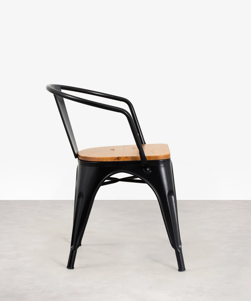 Silla de Comedor de Metal y Madera Tolik Wood