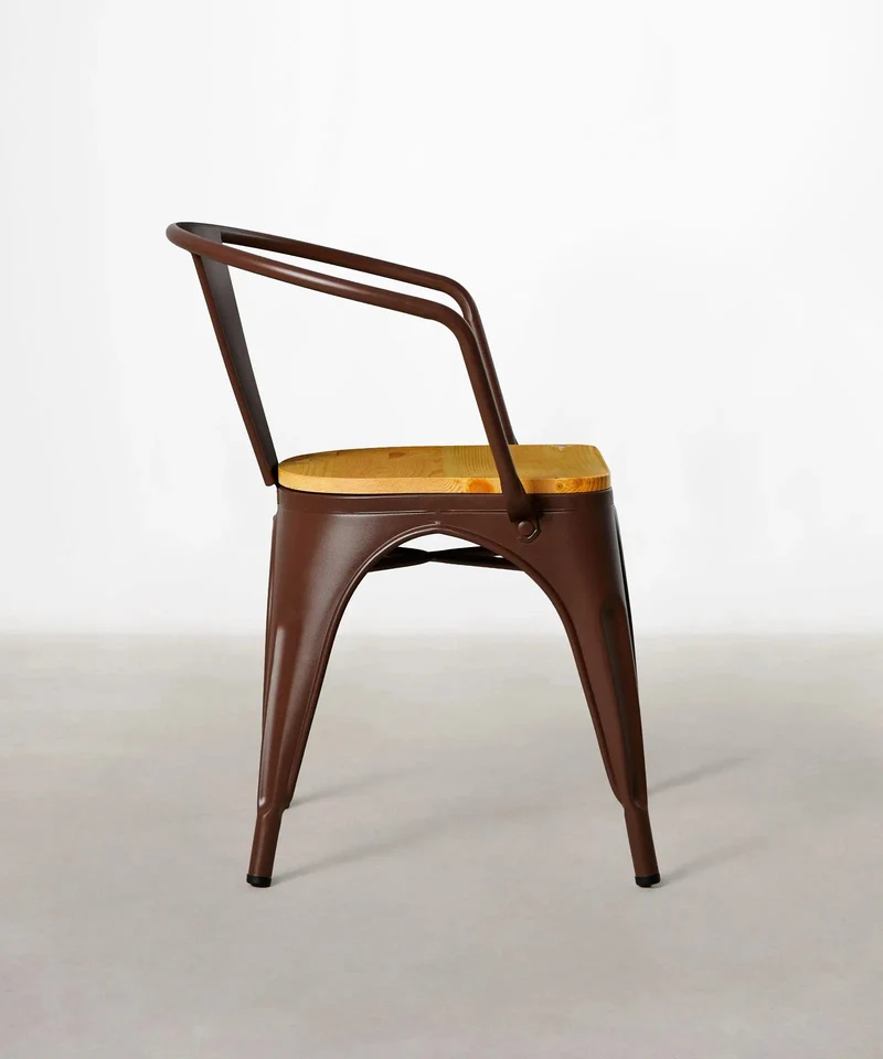 Silla de Comedor de Metal y Madera Tolik Wood