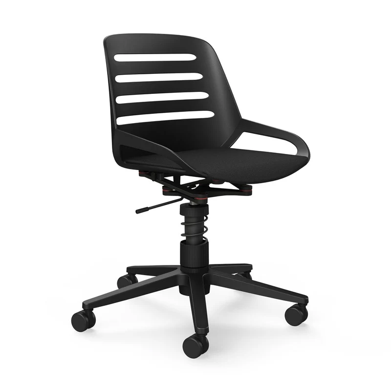 Aeris Numo Task mit Rollen | Feder | Recyceltes Polyester Cura | mit Sitzpolster | Gestell Schwarz